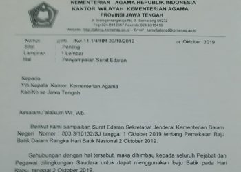 2 Oktober Hari Batik Nasional, ASN Kemenag Jawa Tengah Dihimbau Berpakaian Batik