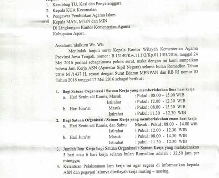 Jam Kerja ASN Bulan Ramadhan